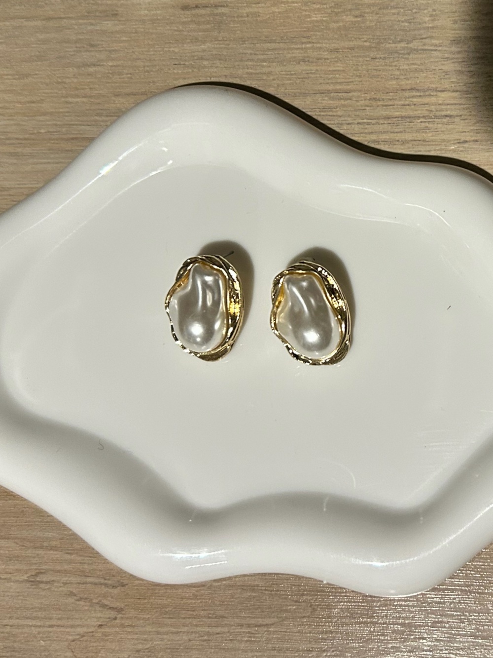 Gold Pearl-Accent Women's Stud Earrings